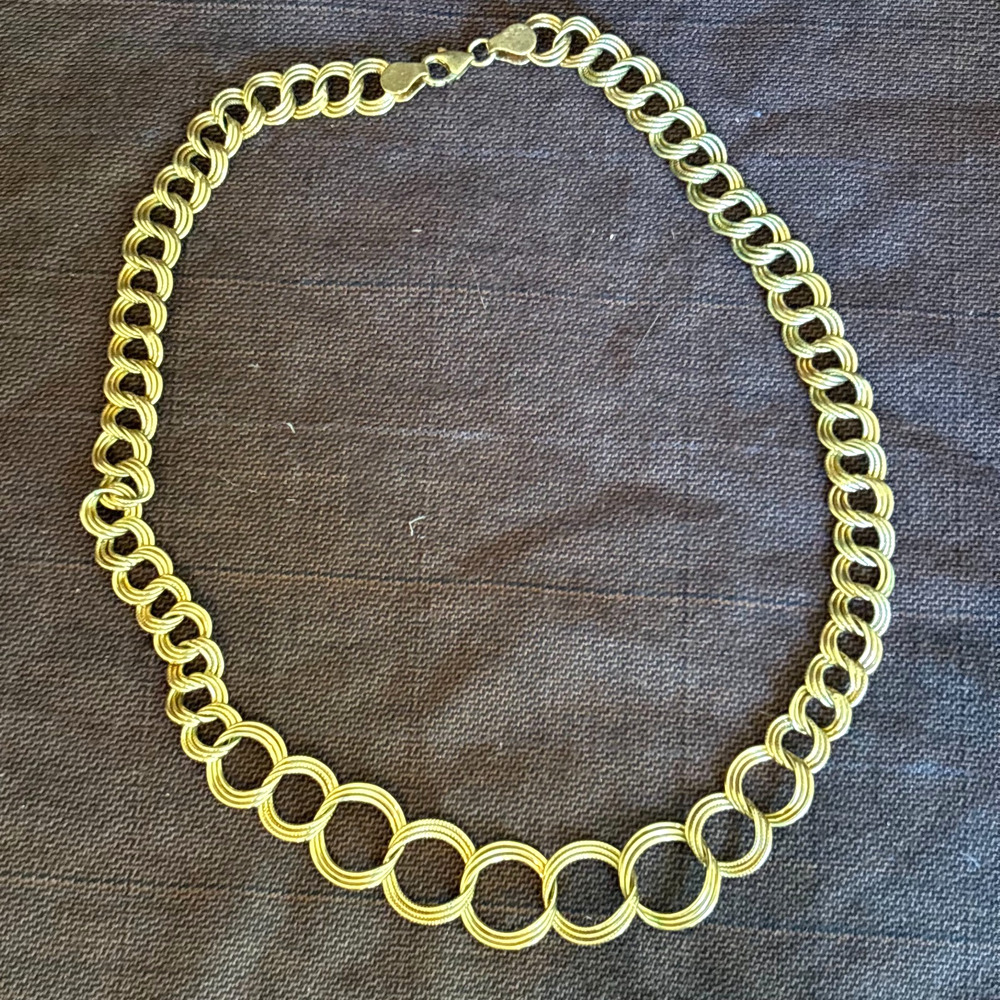 VTG OTC Italy 18K GEP Bronze Graduated Double Link Collar Necklace 20" 43g